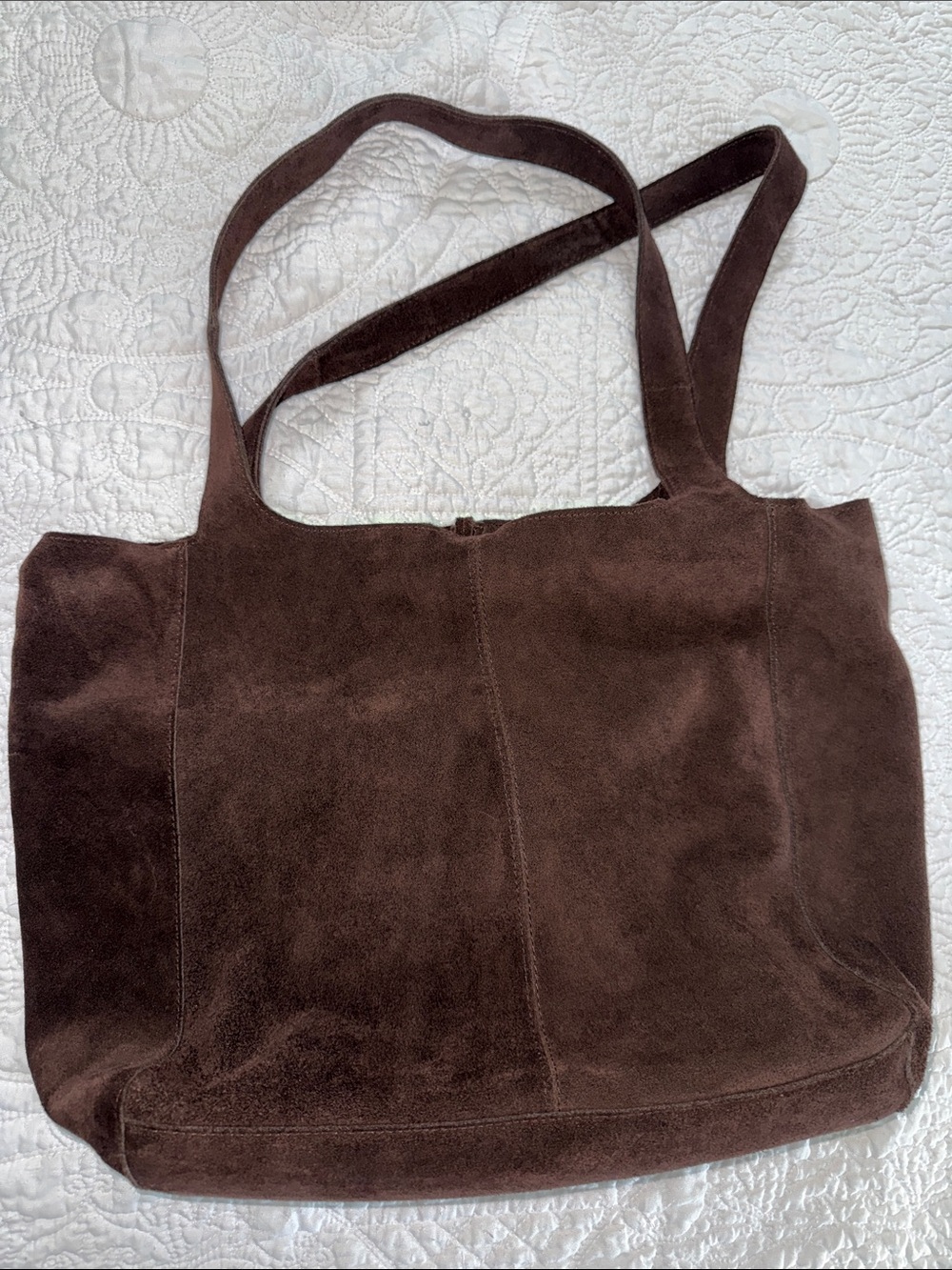 Mango Chocolate Brown Suede Tote Bag